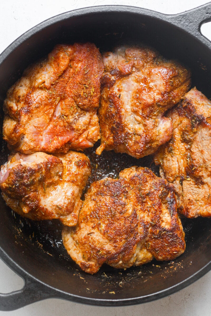 Pork butt in Dutch oven.