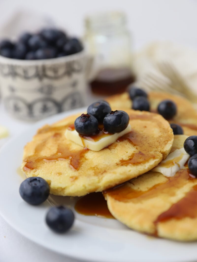 Almond pancakes with blueberries.