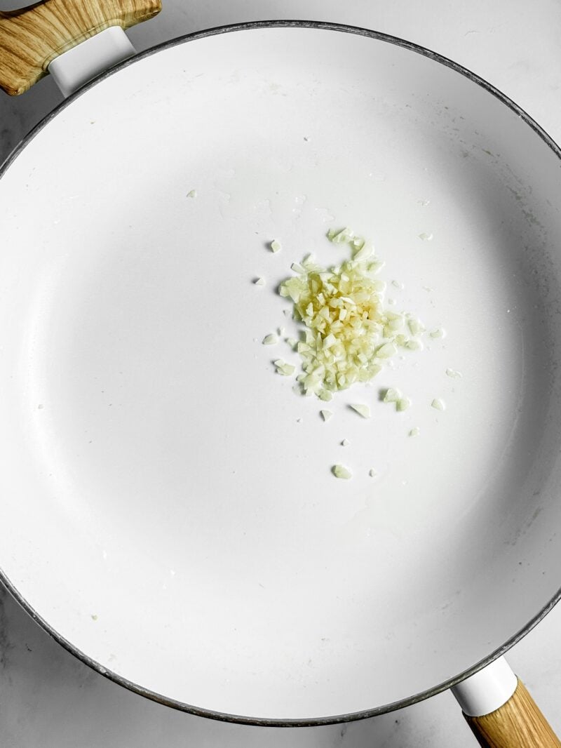Minced garlic in pan.