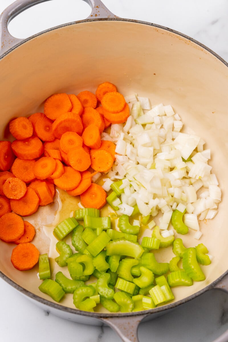 Celery, onions and carrots.