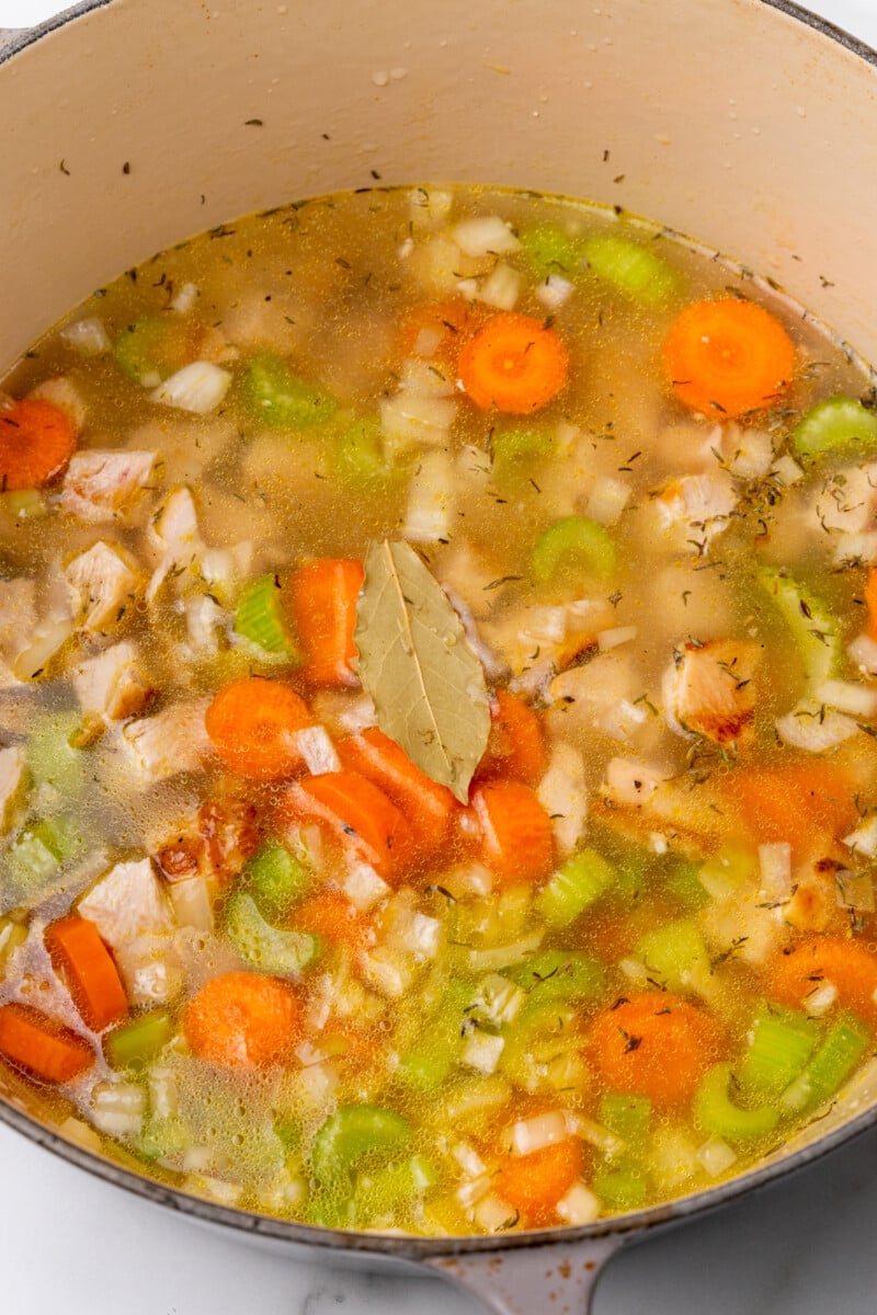 Soup with chicken and veggies.