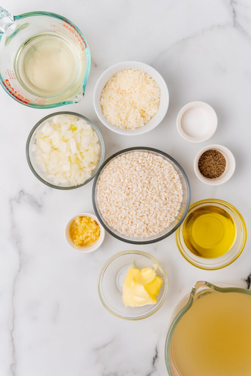 Ingredients for risotto recipe.