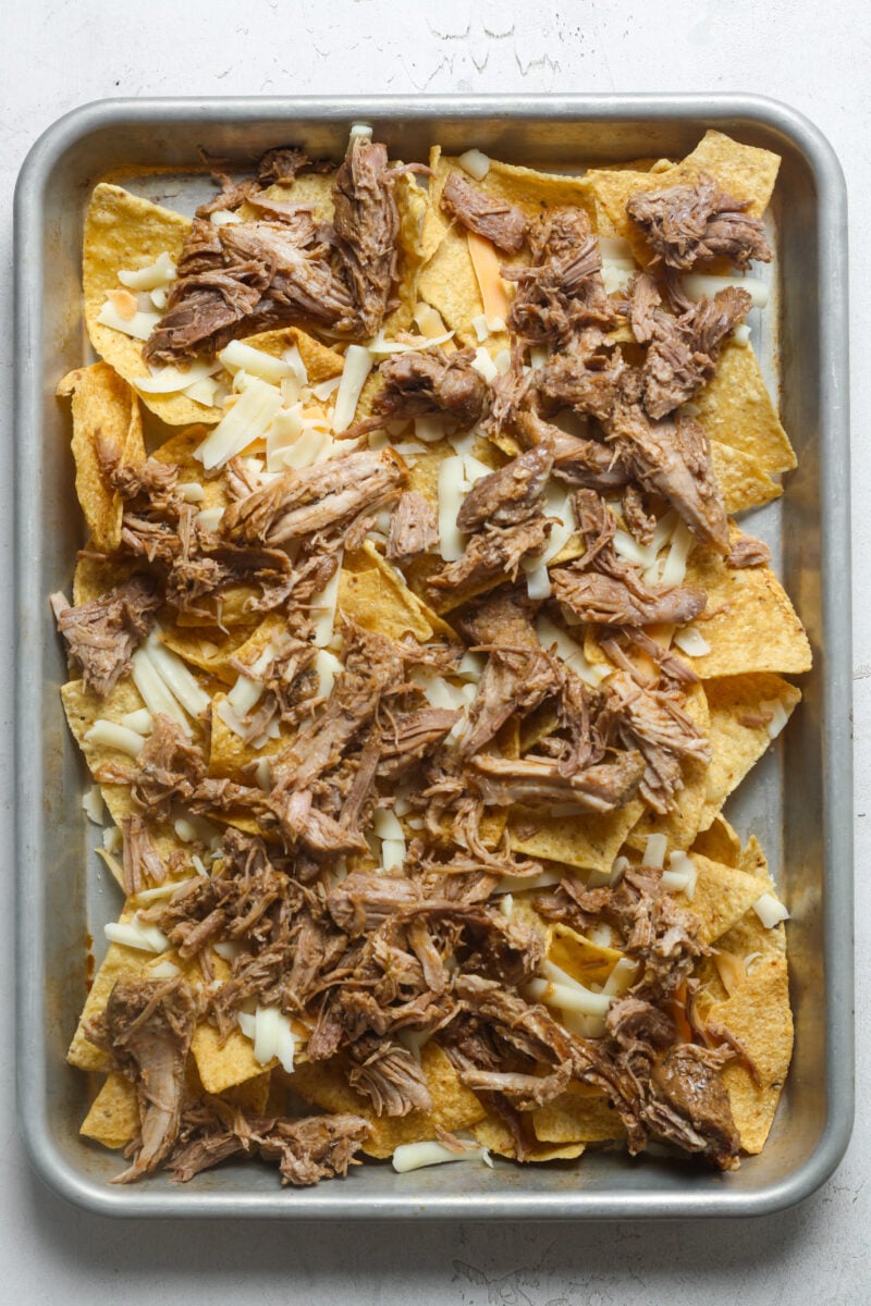 Pulled pork tortilla chips.