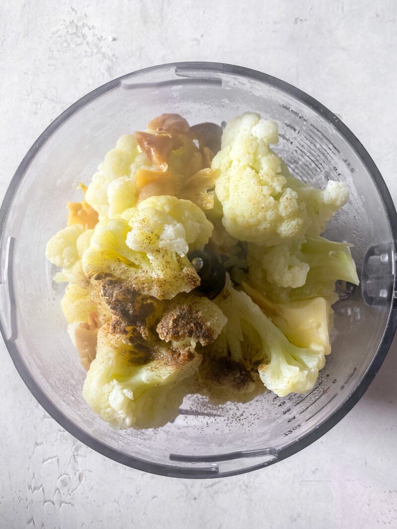 White veggies in food processor.