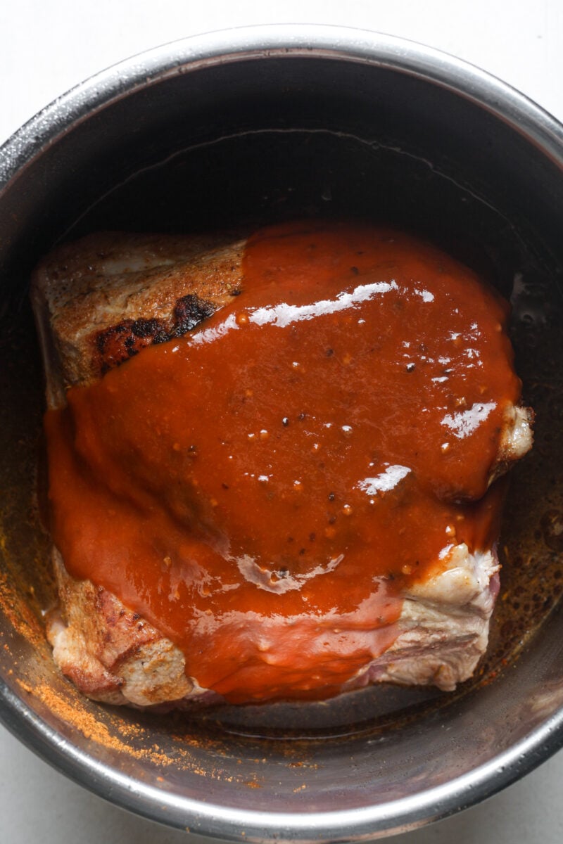 BBQ sauce with meat.
