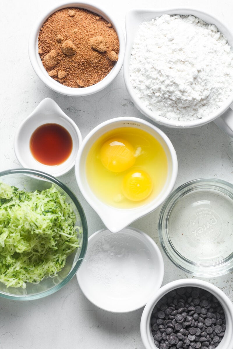 Ingredients for healthy zucchini bread.