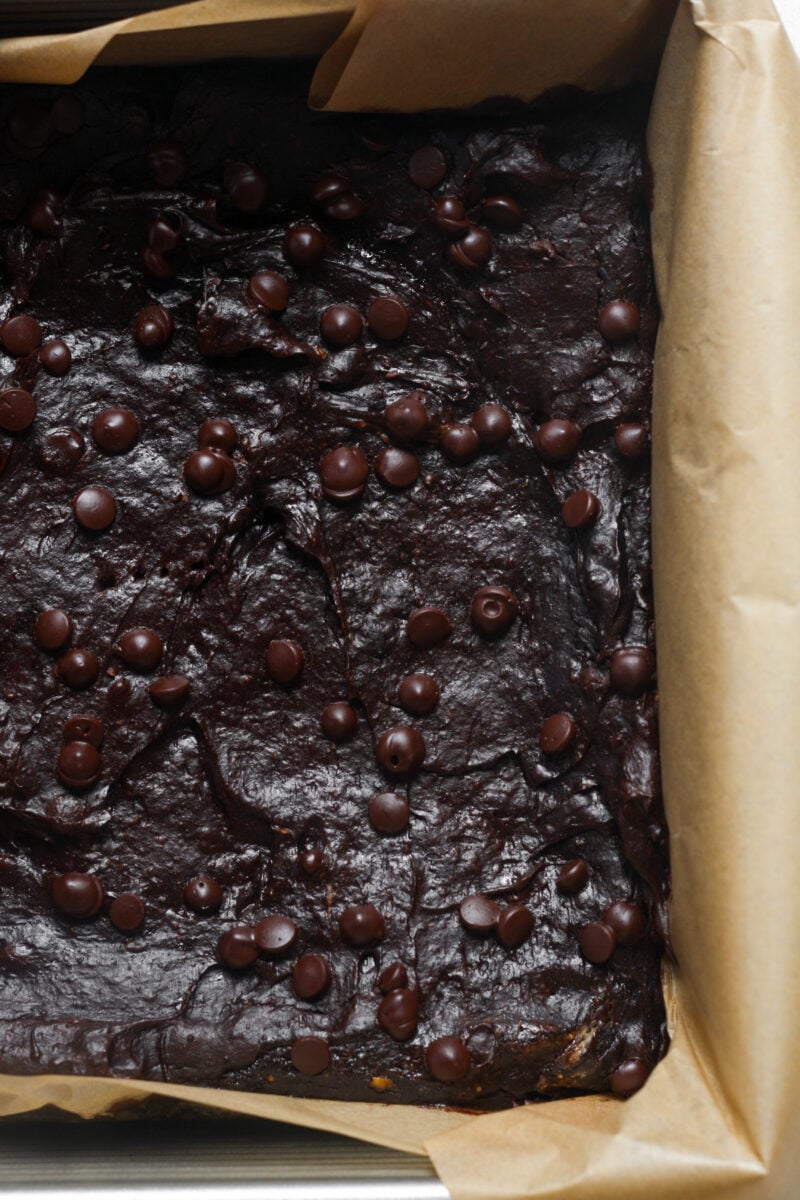 Gooey baked brownies.