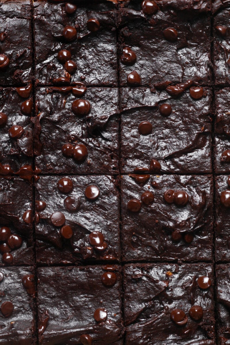 Sliced chocolate squares.