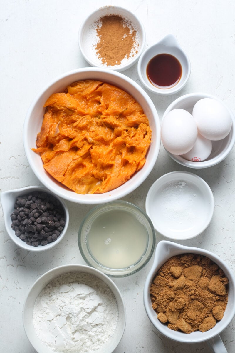 Ingredients for sweet potato muffins.