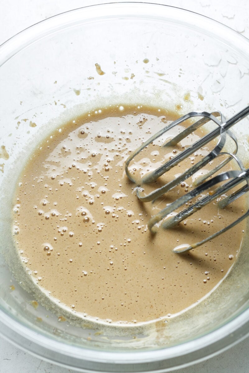 Coconut sugar and beaten eggs.