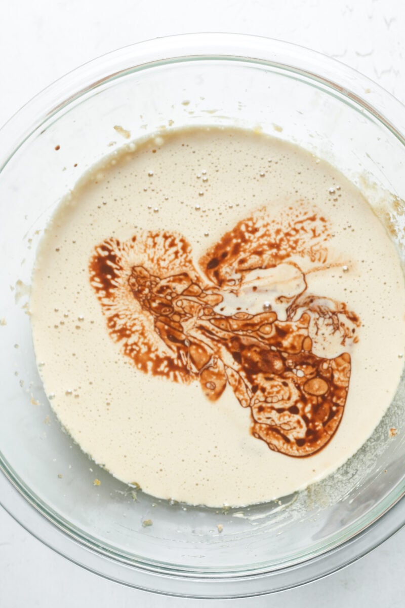 Melted chocolate mixture in bowl.