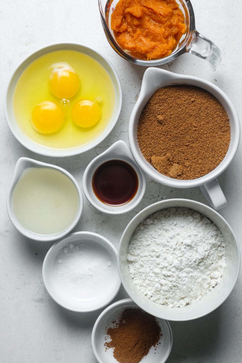 Ingredients for healthy pumpkin bread.