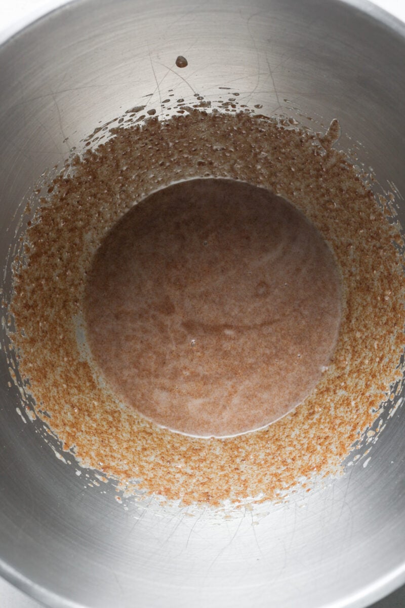 Beaten coconut oil and coconut sugar.