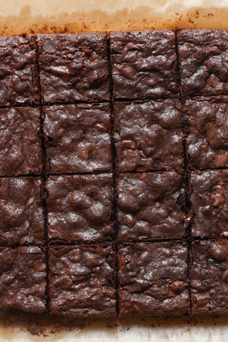 Sliced gluten free brownies.