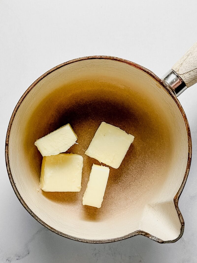 Butter in pan.