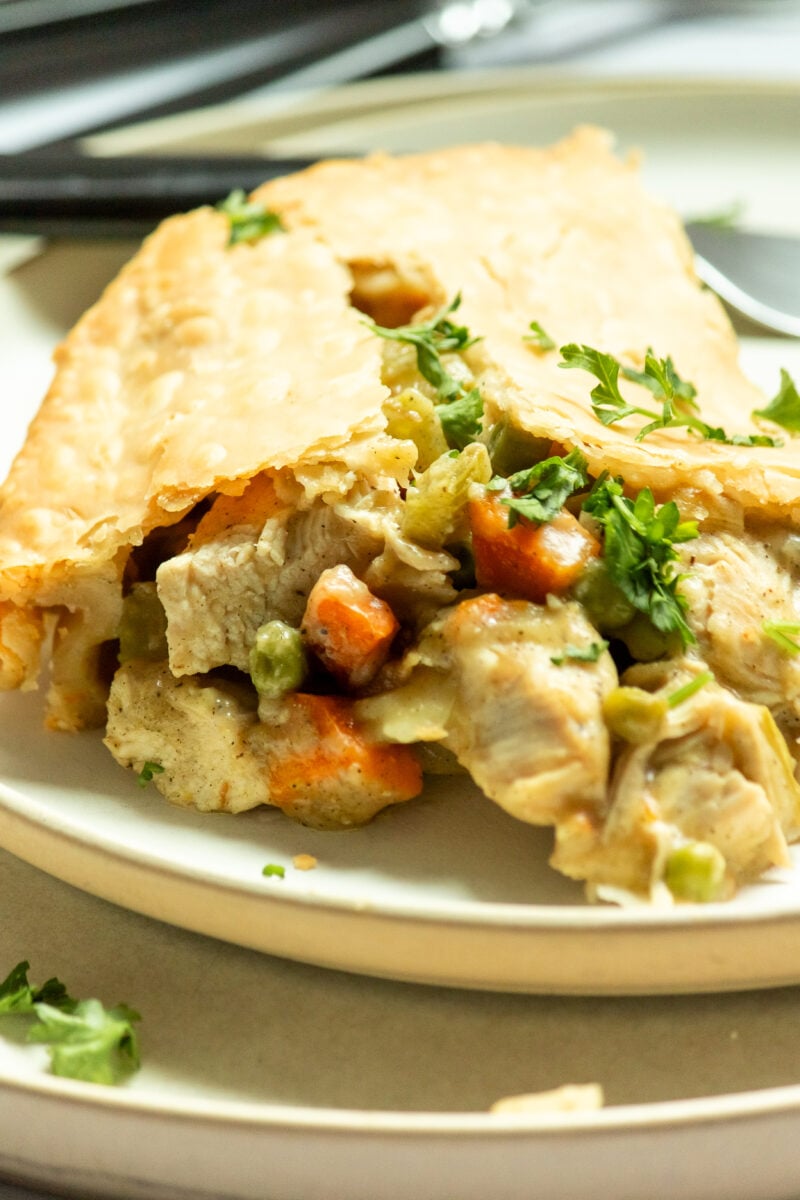 Chicken, carrots, and celery pastry.