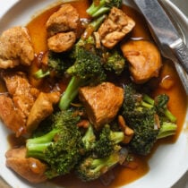 Chicken and broccoli.