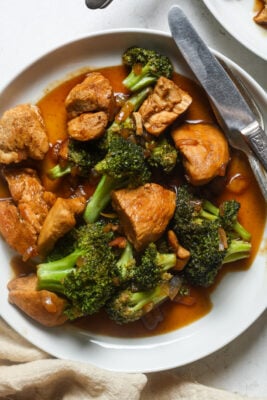 Chicken and broccoli.