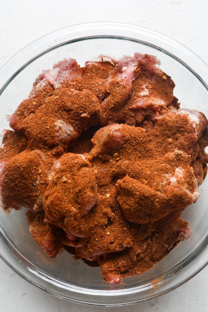 Pork pieces with seasonings.