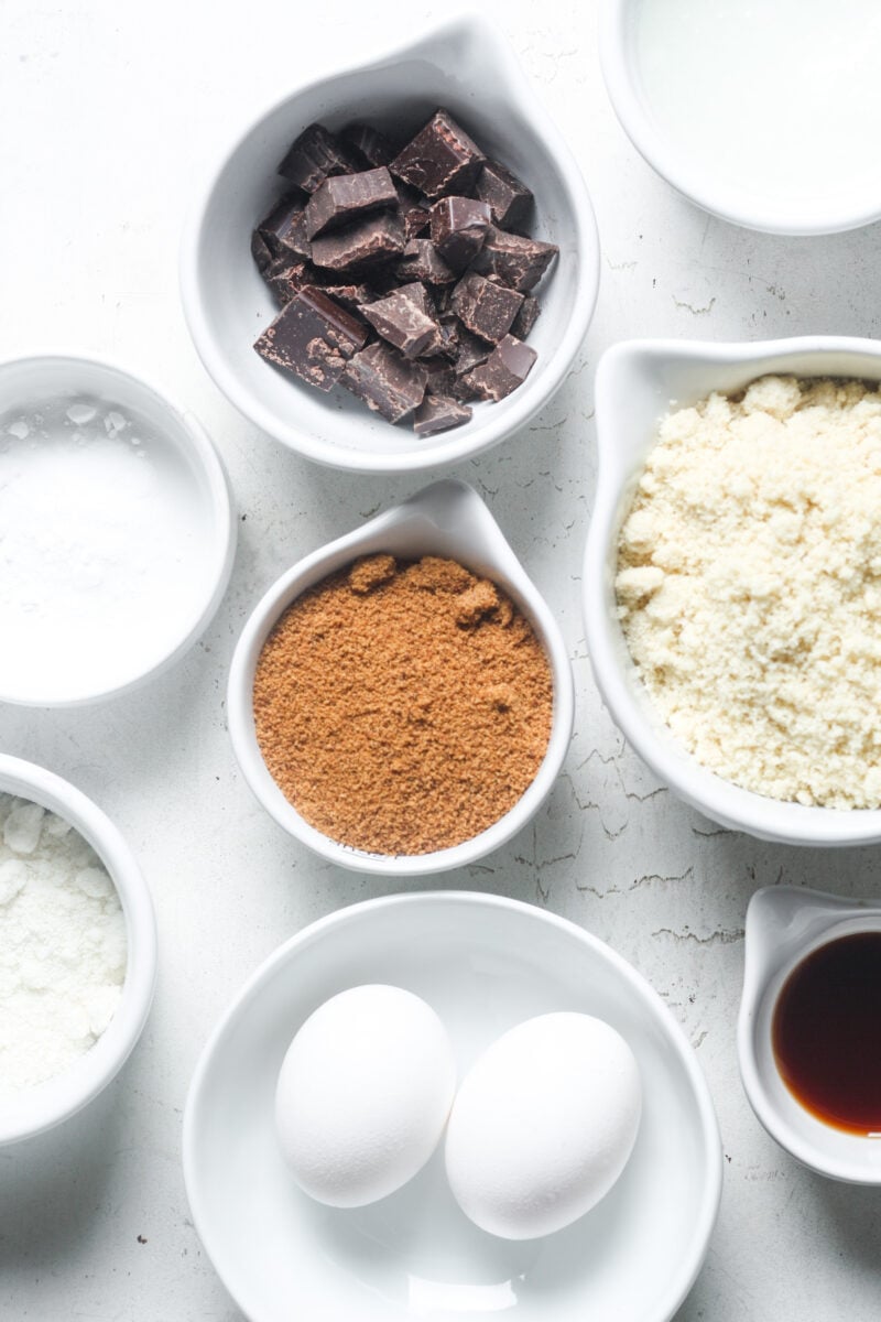 Ingredients for Paleo chocolate chip cookies.