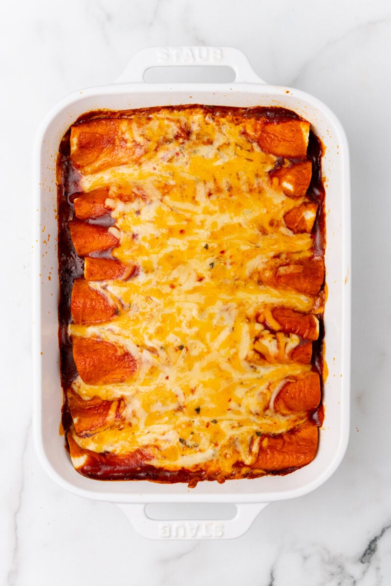 Cheesy baked gluten free enchiladas.