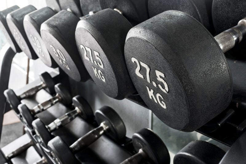 Kilograms on dumbbells.