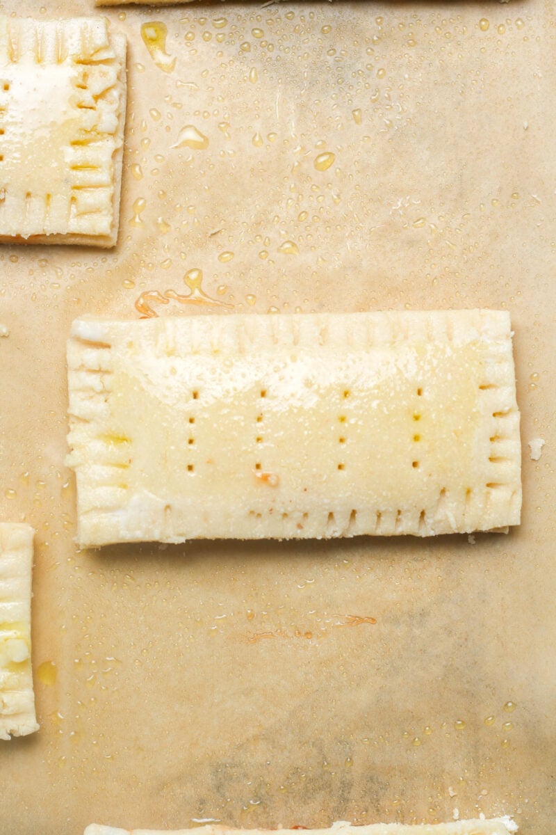 Dough with fork holes.