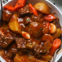 Dutch oven beef stew.