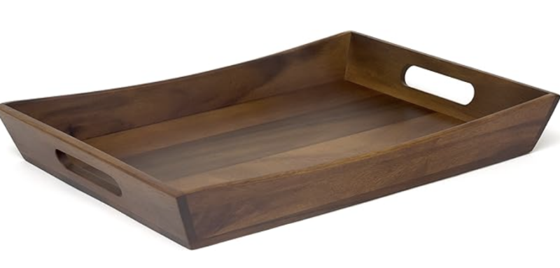 Wooden serving tray.