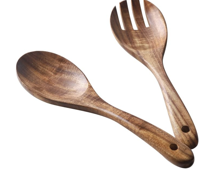 Wooden salad servers.