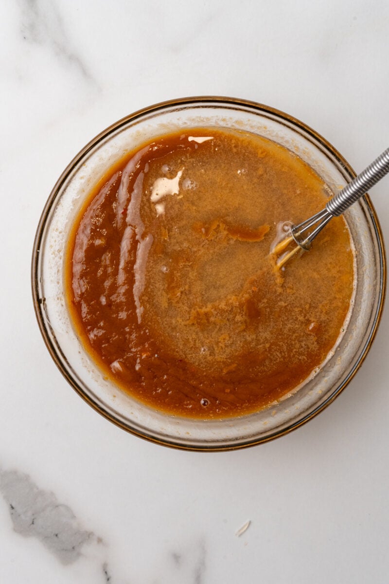 Creamy brown sauce.