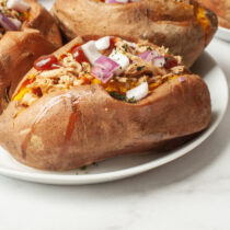 Stuffed sweet potatoes.