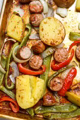 Chicken sausage sheet pan.