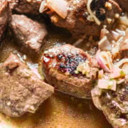 Garlic butter steak bites.