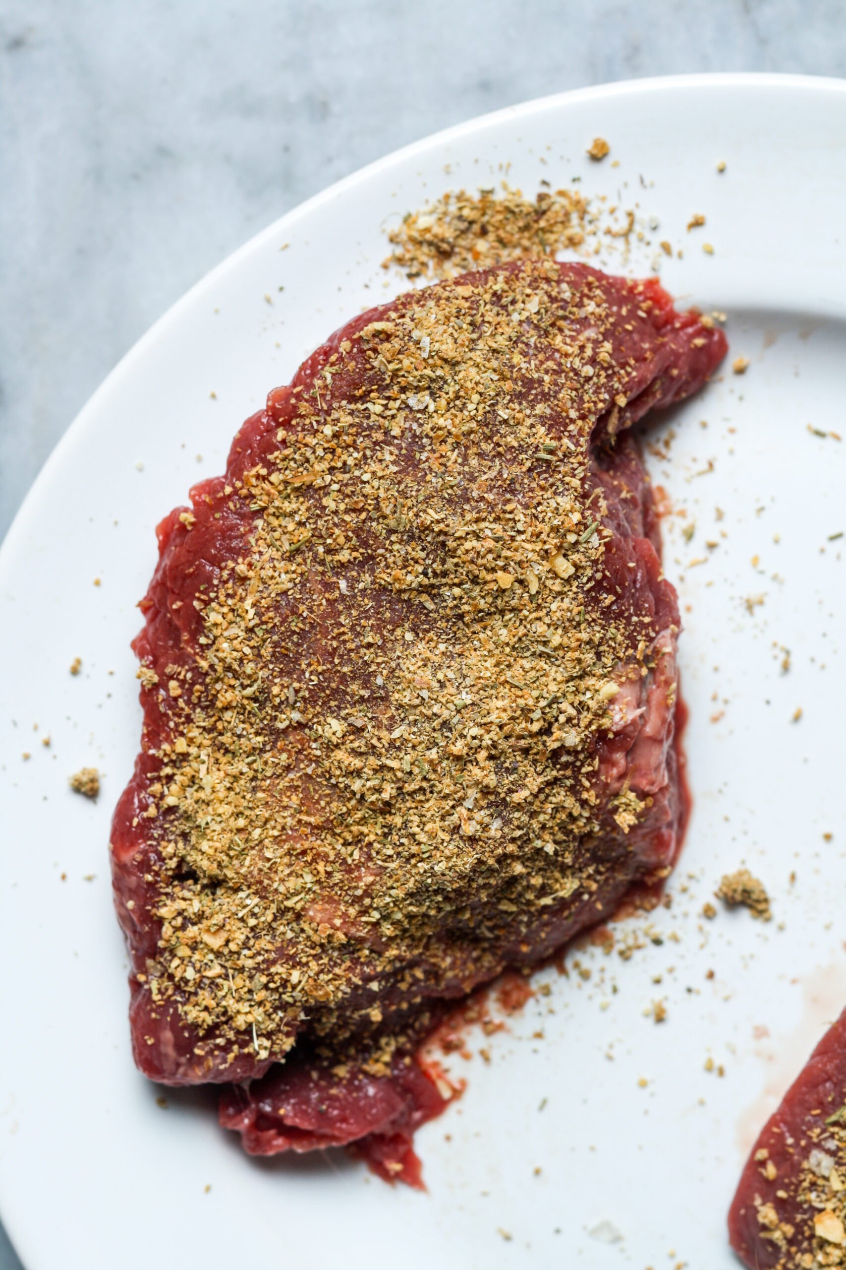 Filet mignon with salt and pepper.