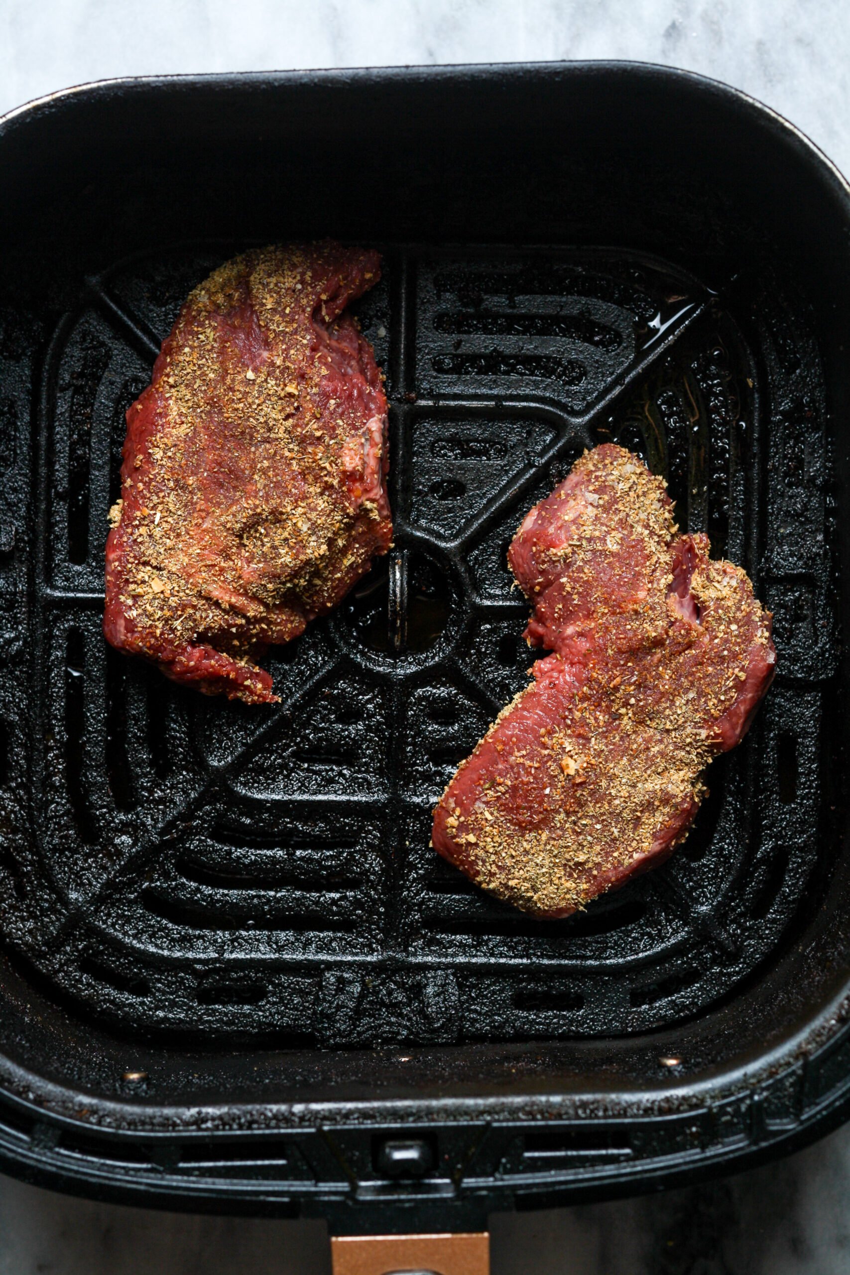 Steak in basket.