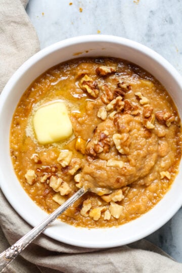 Mashed sweet potatoes.
