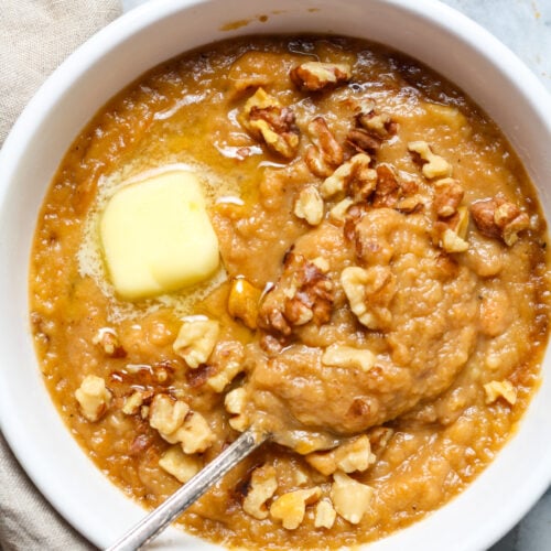 Mashed sweet potatoes.