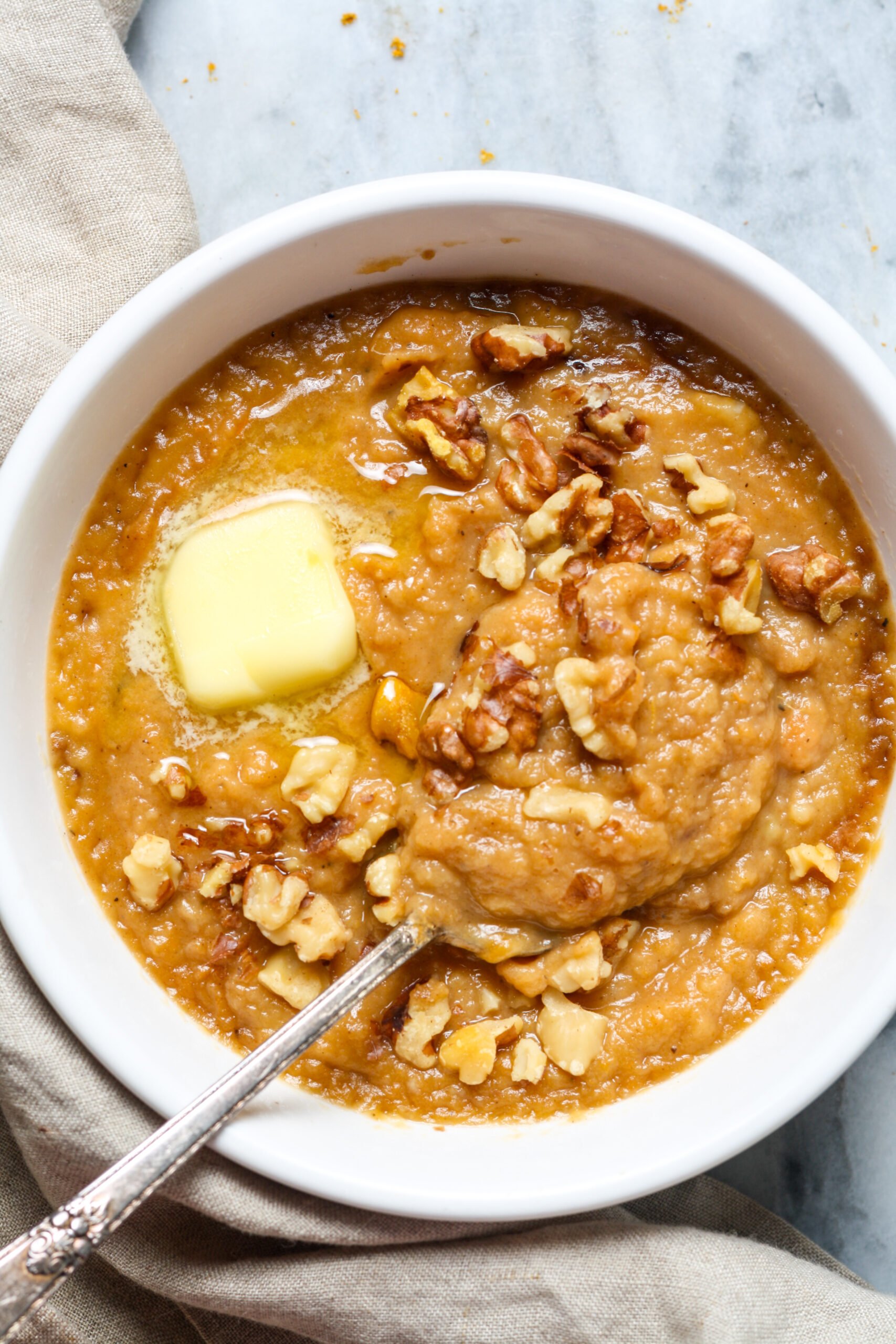 Mashed sweet potatoes.