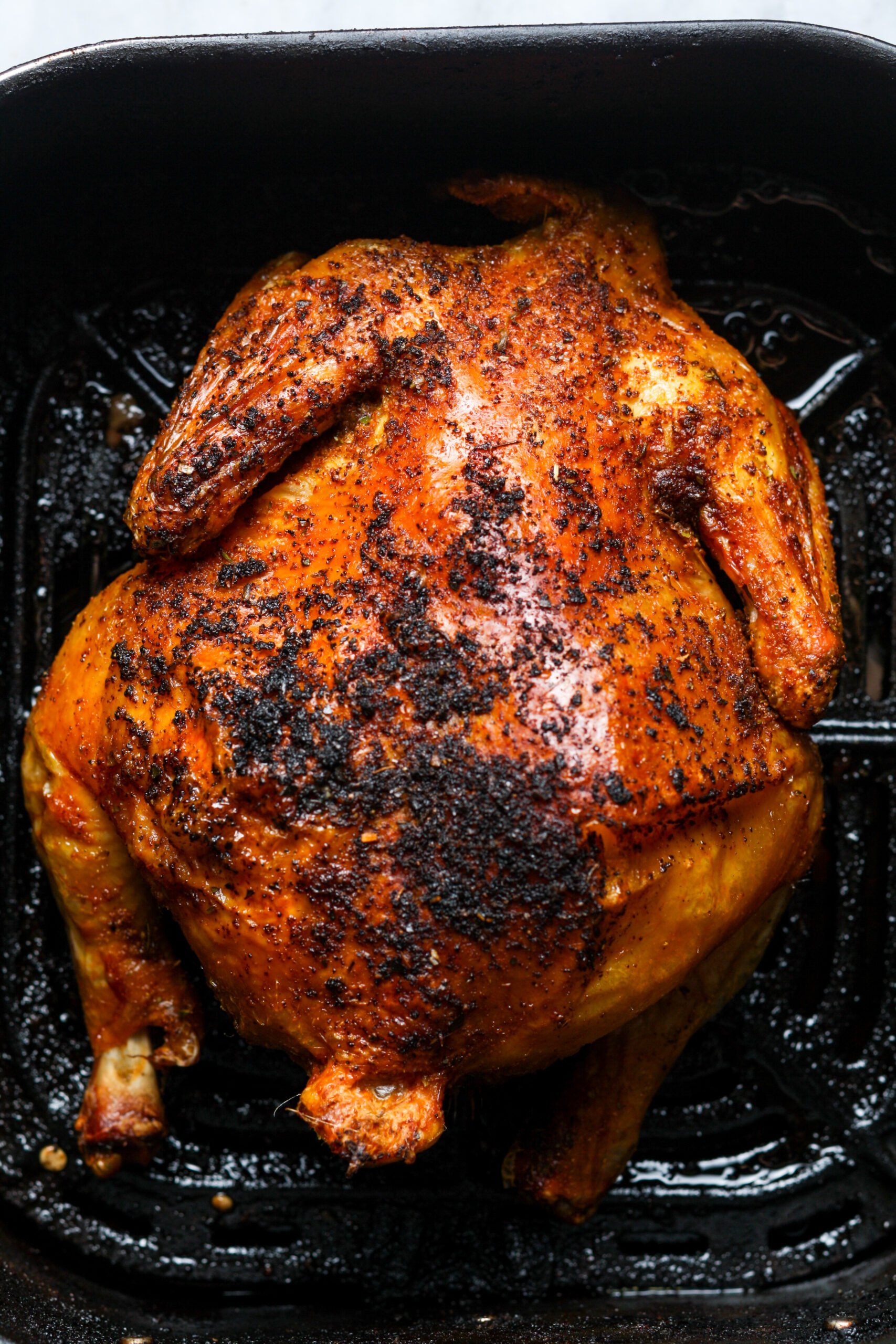 Crispy skin on poultry.