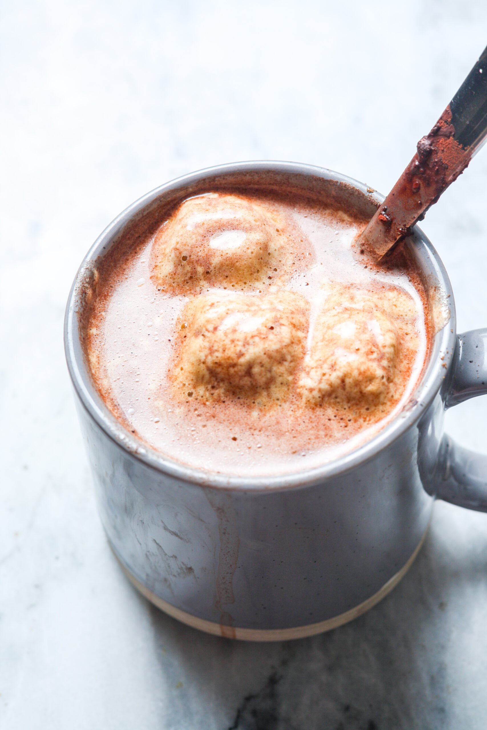 Hot cocoa in mug.