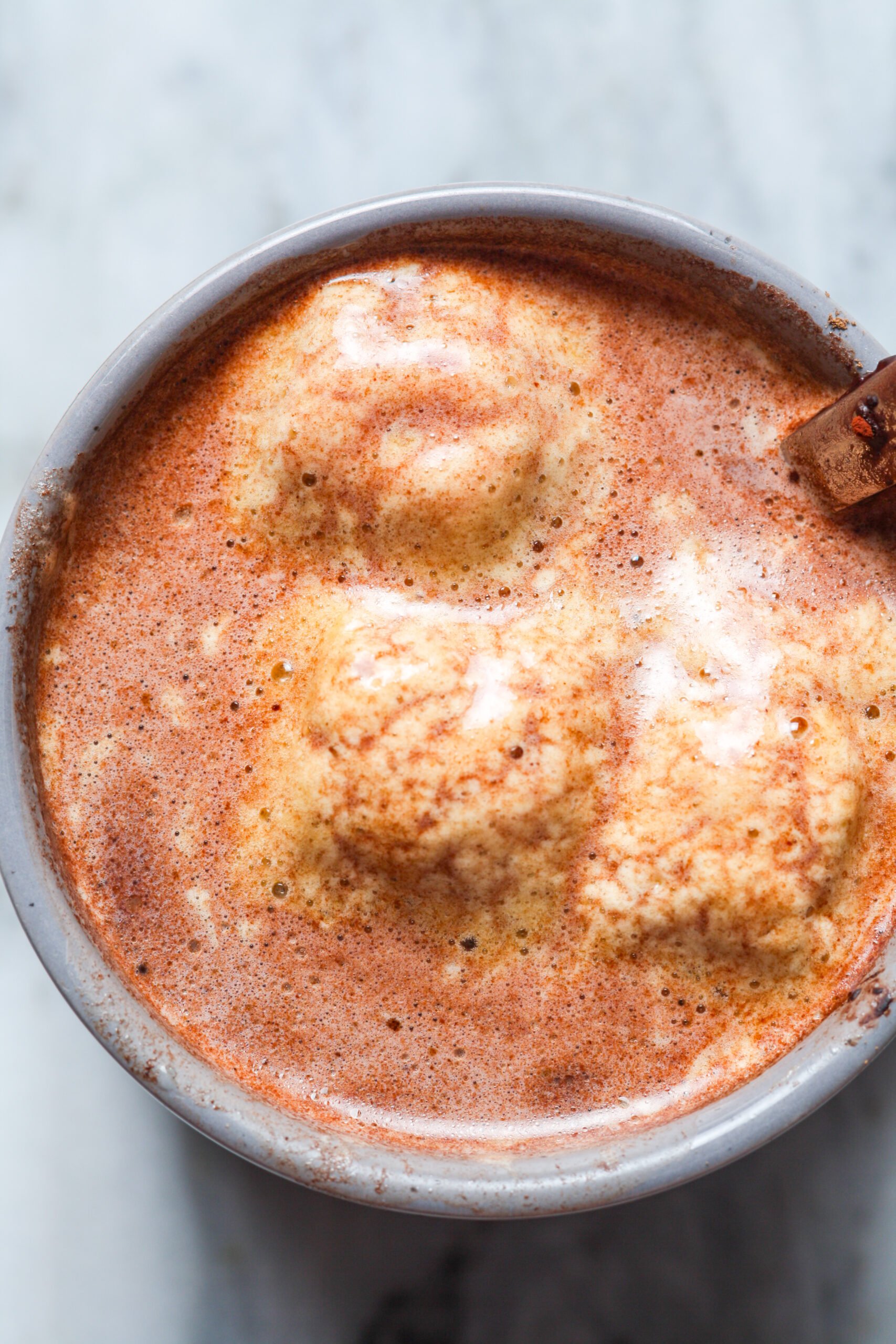 Hot cocoa with broth.