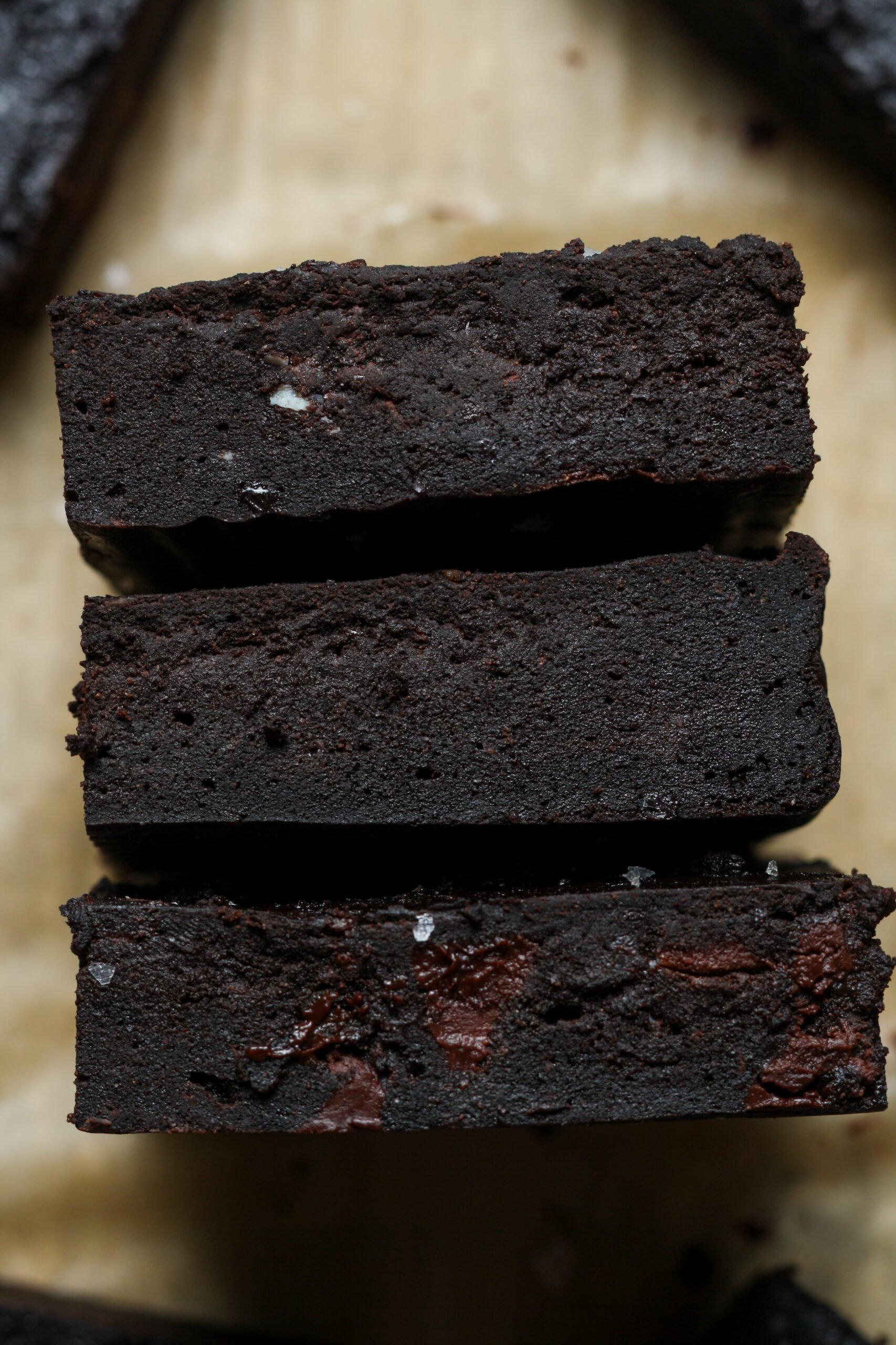 Close up of cottage cheese brownies.