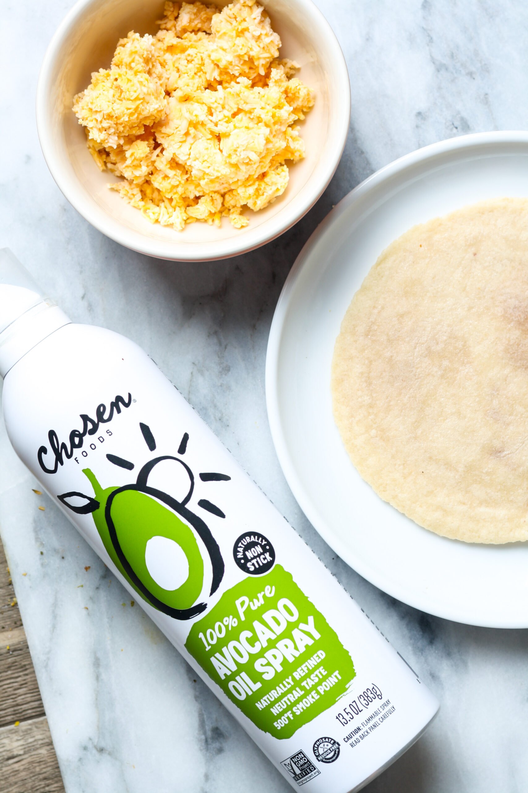 Ingredients for air fryer quesadilla.