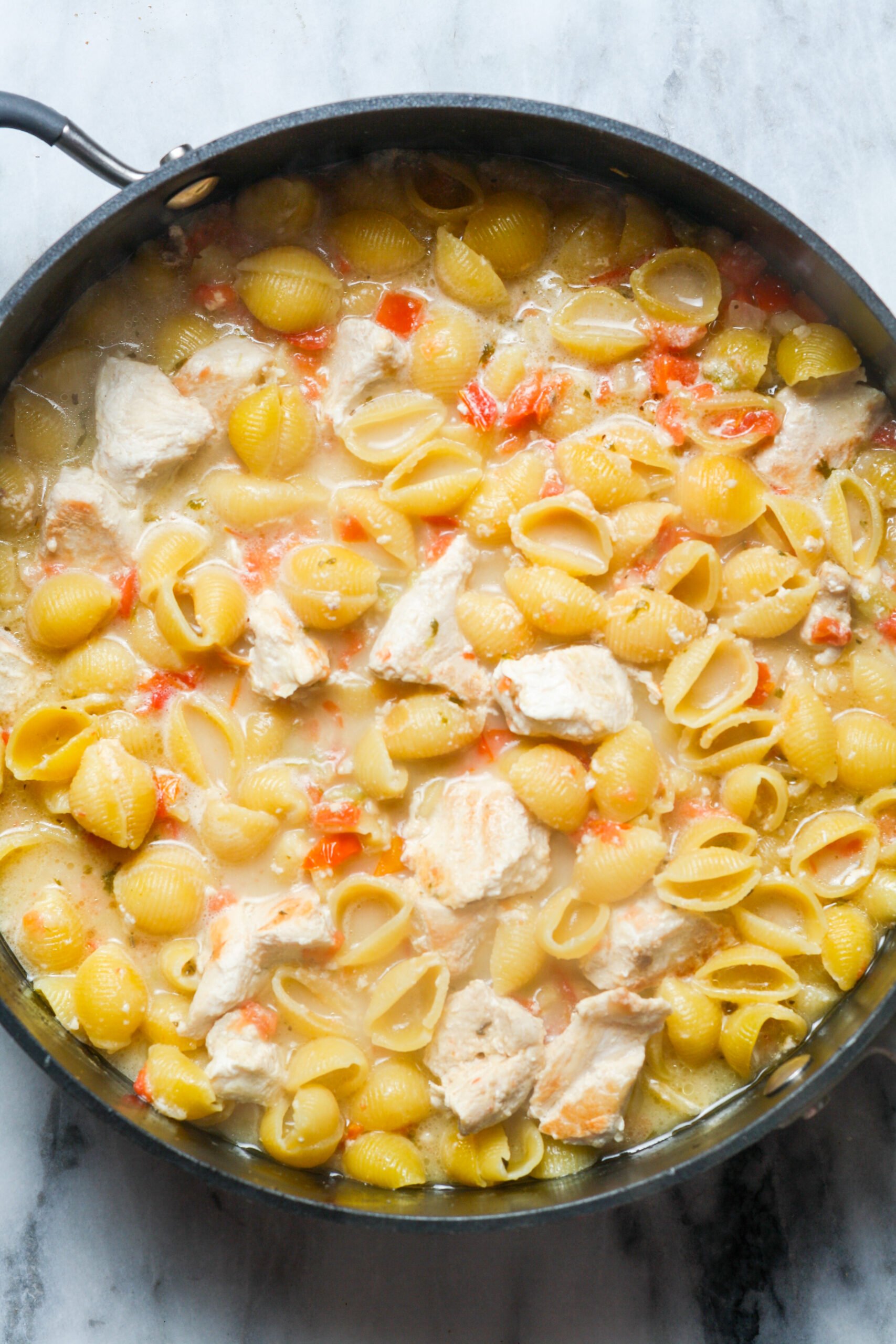 Creamy chicken pasta.
