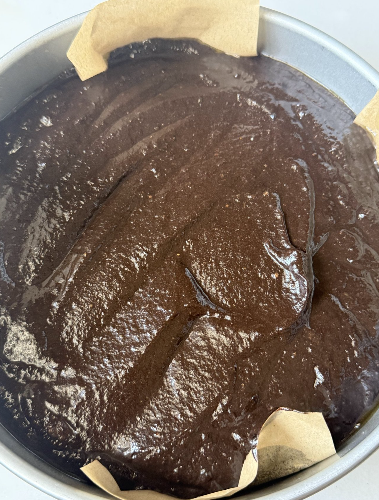 Batter in circular pan.