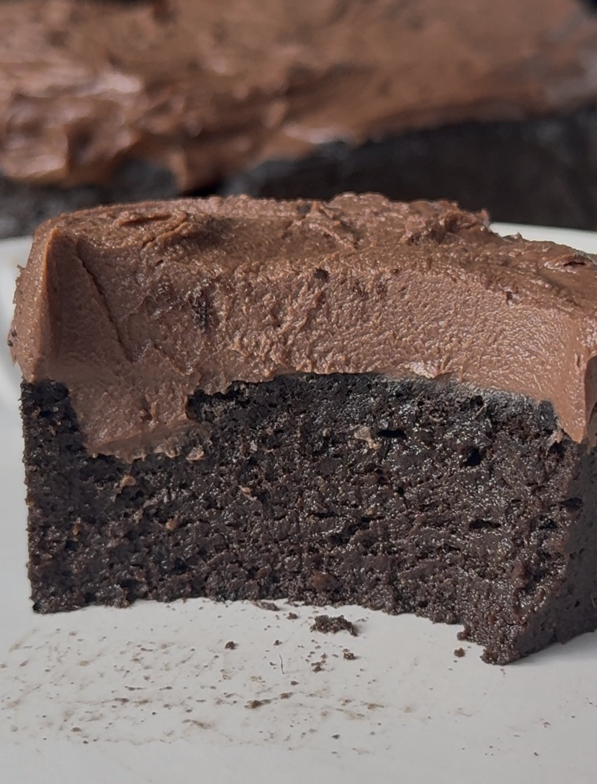 Bite of chocolate cake.